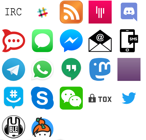 An image showing the logos of various chat and social services